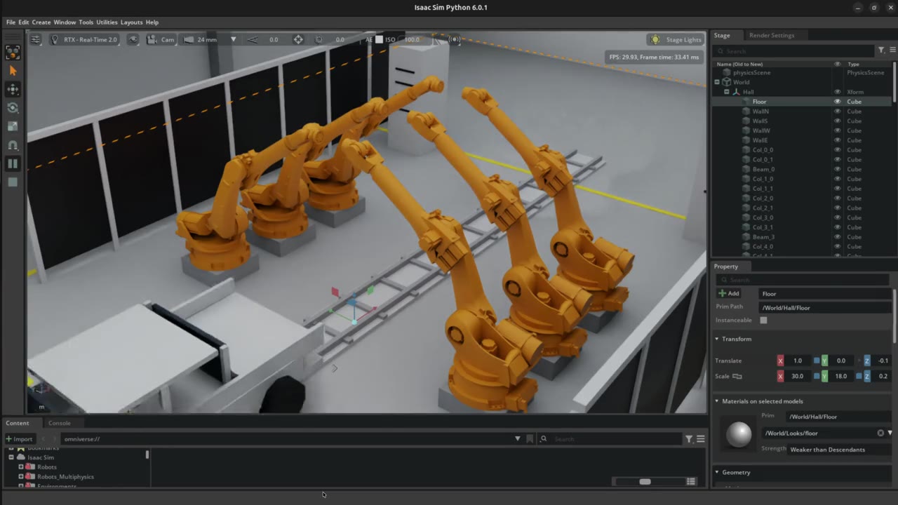 工場ラインを想定した産業用ロボットアームのIsaac Simシミュレーション動画のサムネイル